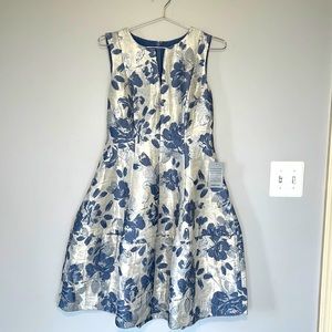 Eliza J Blue and Chrome Floral Dress 6